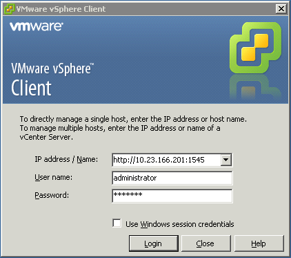 Log in to vCenter