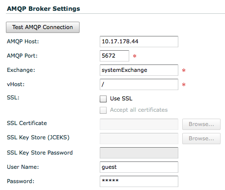 vCD AMQP Settings