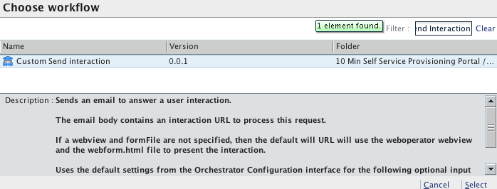 Choose Workflow - Custom Send Interaction