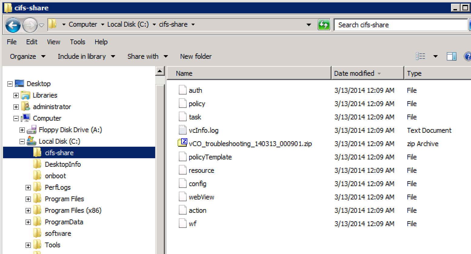 vCO generated files in CIFS Share