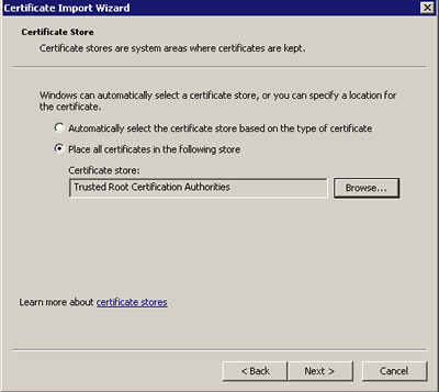 Certificate Import Wizard - screen 2