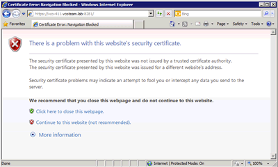 IE Certificate Warning