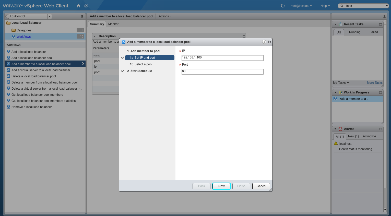 Image: vSphere Web Client running partner workflow